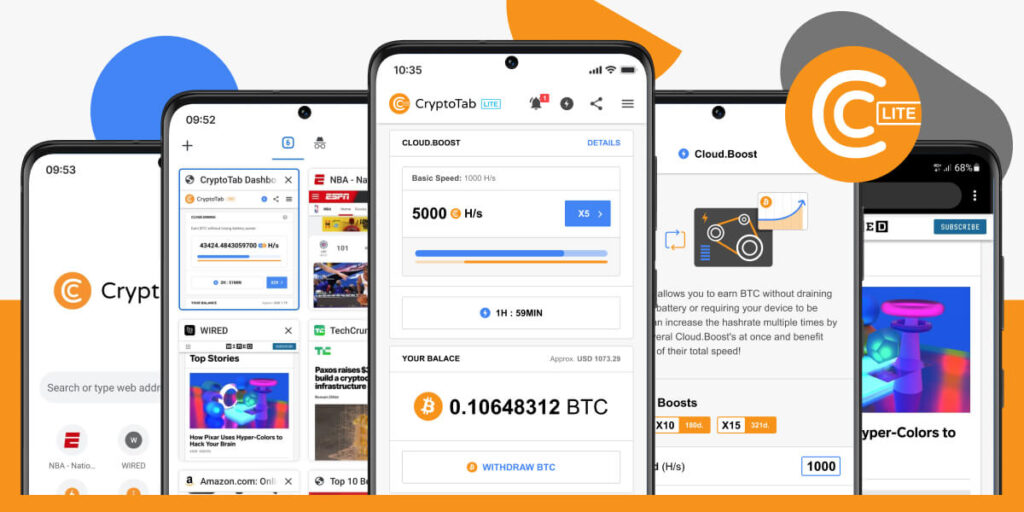 CryptoTab browser on smartphones